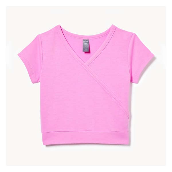 Kid Girls' Active Wrap T-Shirt - Fuchsia