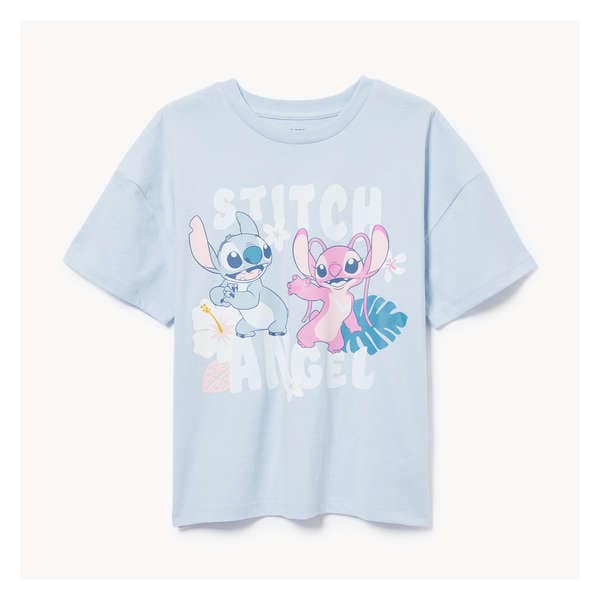 Kid Girls' Disney Stitch & Angel T-Shirt - Light Blue