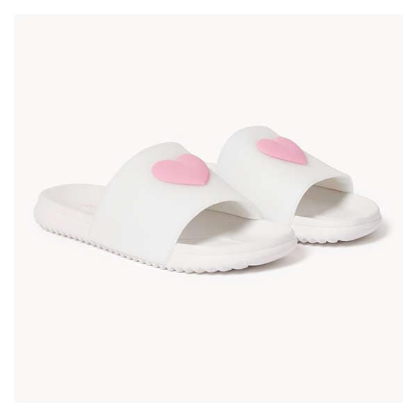 Kid Girls' Heart Slides - White