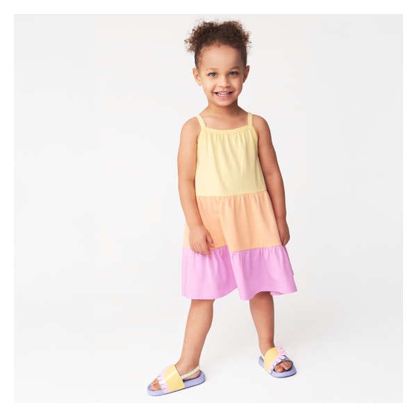 Toddler Girls' Tiered Cotton Dress - Light Yellow