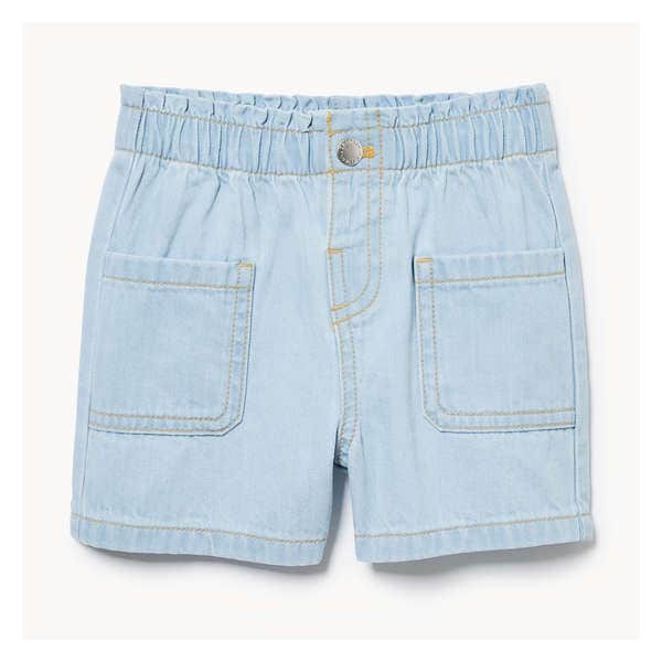 Toddler Girls' Denim Paper bag Short - Powder Blue