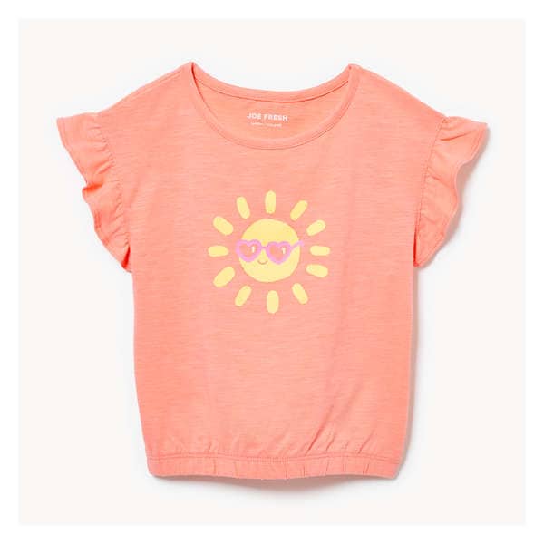 Toddler Girls' Elastic Hem T-Shirt - Coral