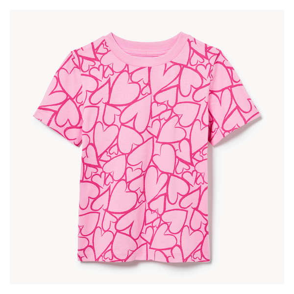 Toddler Girls' Printed T-Shirt - Bright Pink
