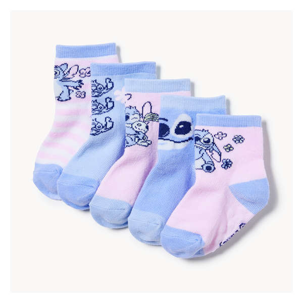 Toddler Girls' 5-Pack Disney Stitch Socks - Blue