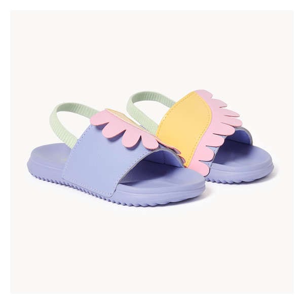 Claquettes fleuries pour petites filles - Violet Pâle