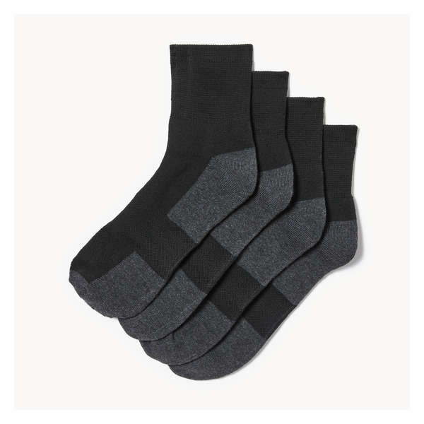 Men's 4-Pack Quarter Crew Socks - Black