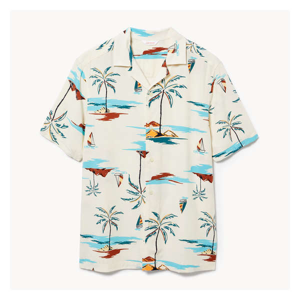 Men's Camp Collar Button-Up Shirt - Off White