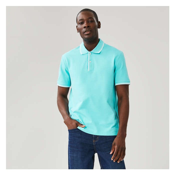 Men's Essential Pique Polo - Aqua