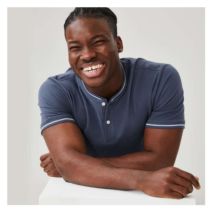 Men's Essential Pique Henley T-Shirt - Blue