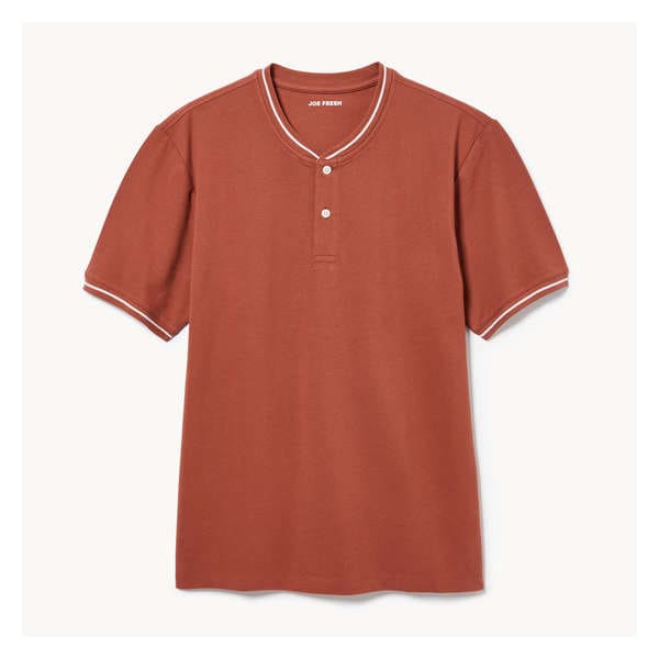 Men's Essential Pique Henley T-Shirt - Dark Red