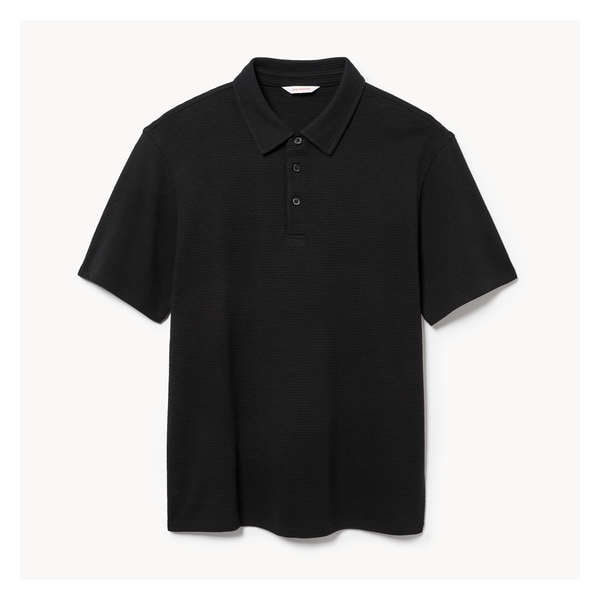Men's Textured Short Sleeve Polo - Black