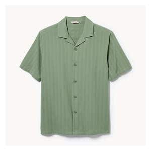 Men's Textured Button-Up Shirt - Light Green