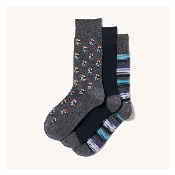 Ens. de 3 paires de chaussettes tube pour hommes - Anthracite
