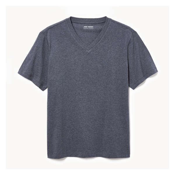 Men's Organic Cotton V-Neck T-Shirt - Dark Blue Mix