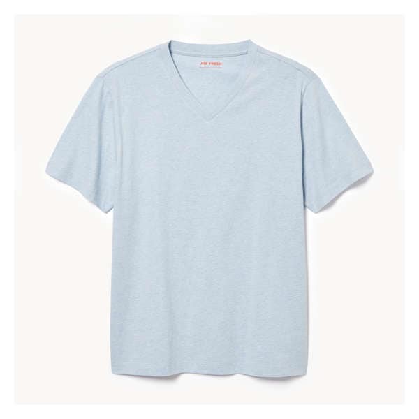 Men's Organic Cotton V-Neck T-Shirt - Light Blue Mix