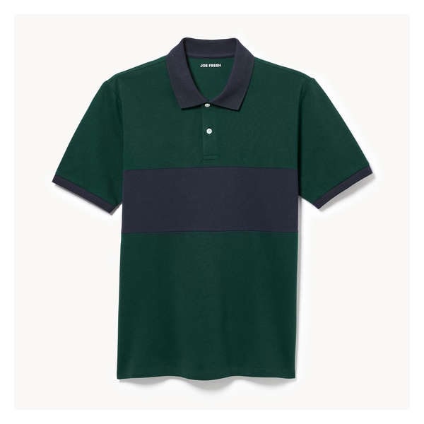 Men's Essential Colour Block Polo - Dark Green