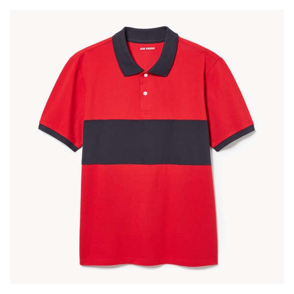 Men's Essential Colour Block Polo - Red