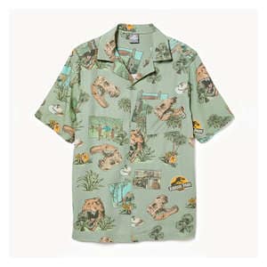 Men's Jurassic Park Button-Up Shirt - Dusty Green