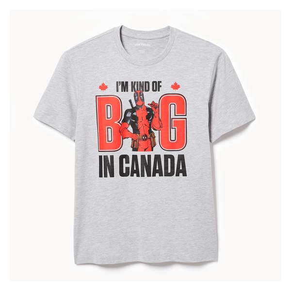 Men's Marvel Deadpool Canada T-Shirt - Grey Mix