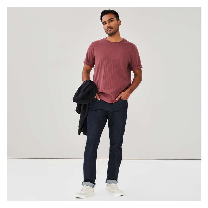 Men's Rib T-Shirt - Burgundy