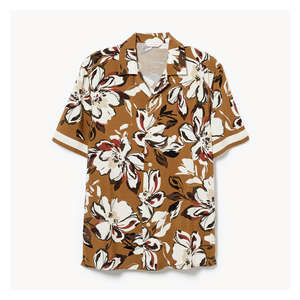 Adult Printed Button-Up Shirt - Brown