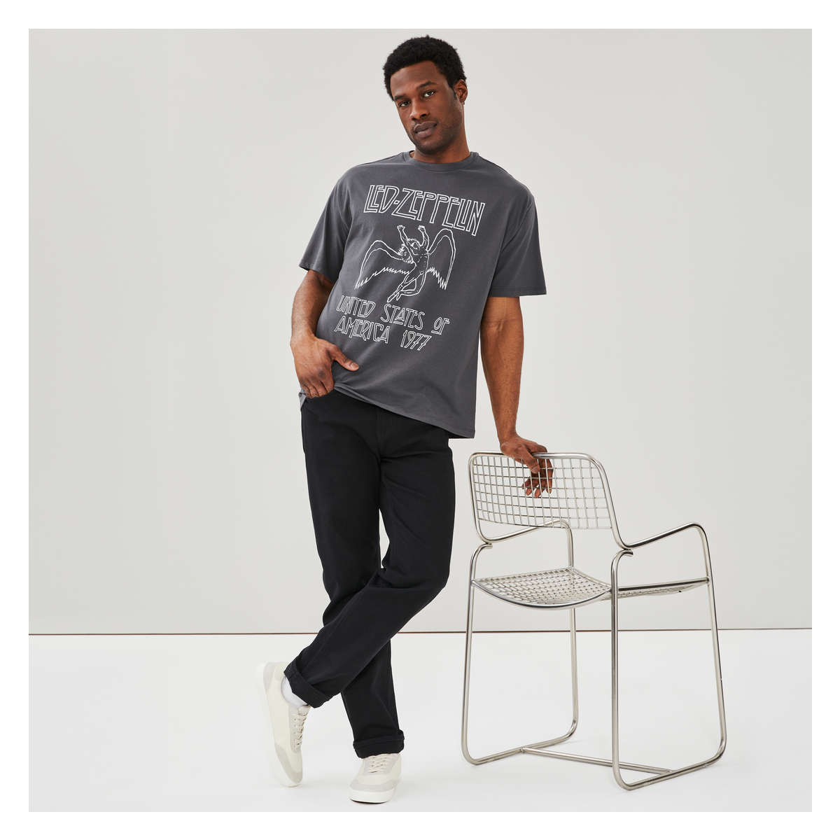 Adult Led Zeppelin Graphic T-Shirt in Charcoal from Joe Fresh