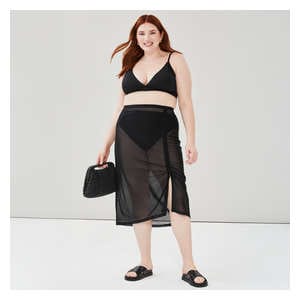 Women+ Mesh Skirt Cover-Up - Black