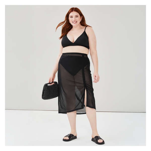 Women+ Mesh Skirt Cover-Up - Black