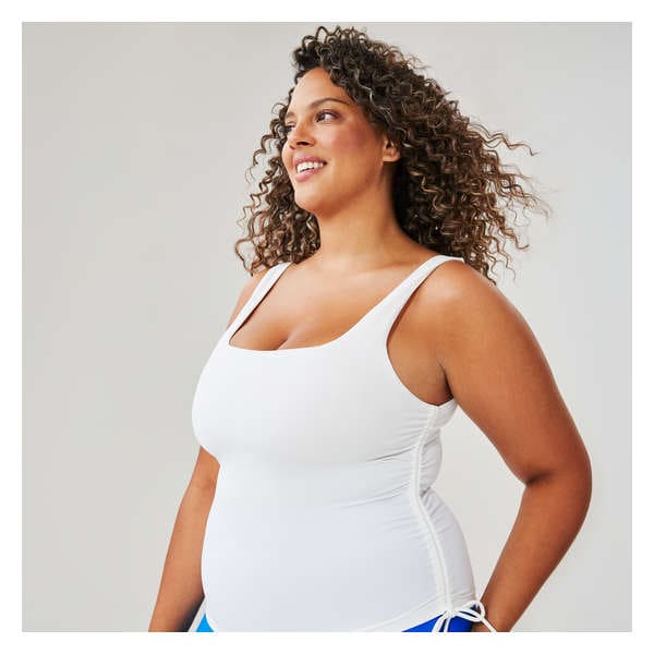 Women+ Side Cinch Tankini - White