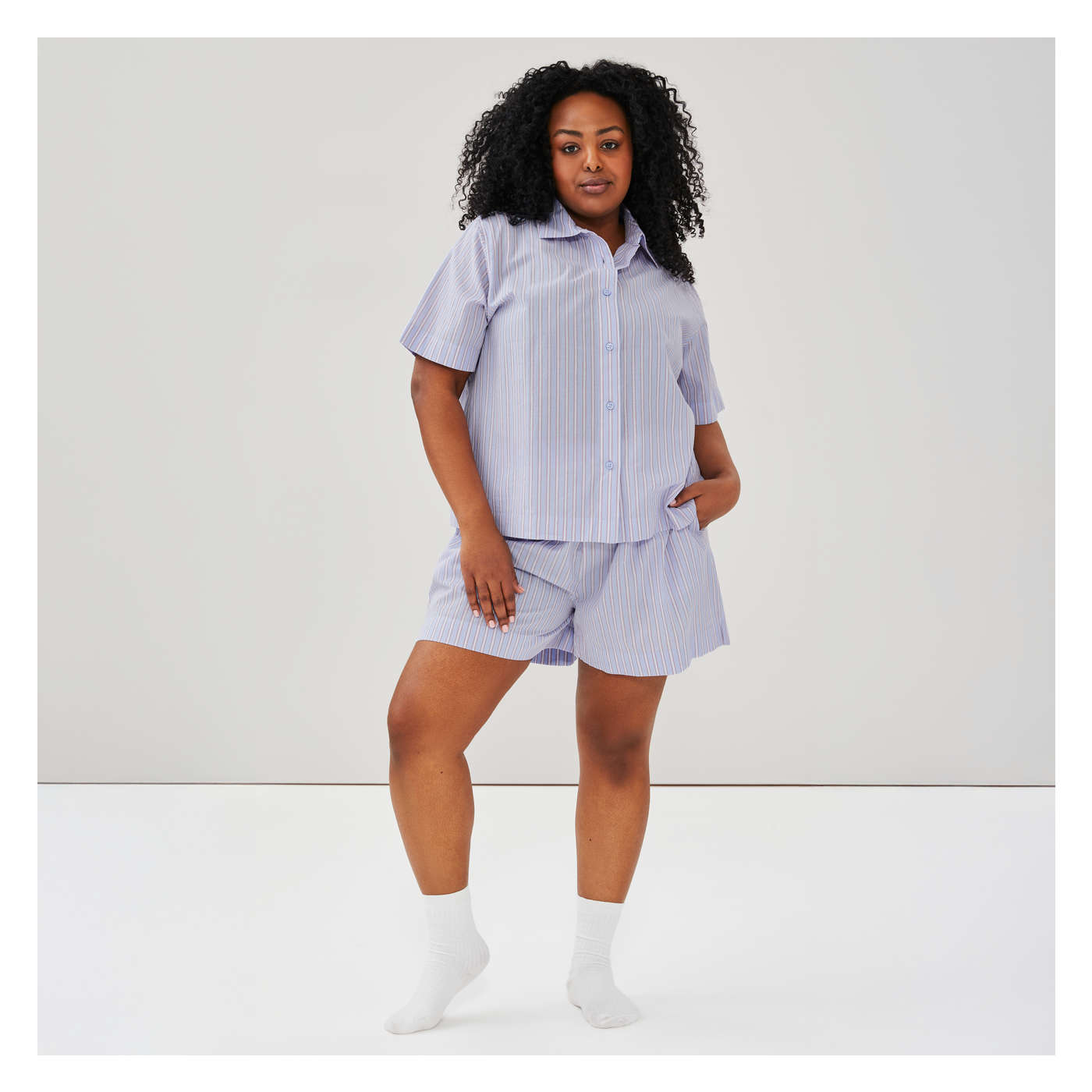 Stripe Sleep Shirt in Light Purple from Joe Fresh