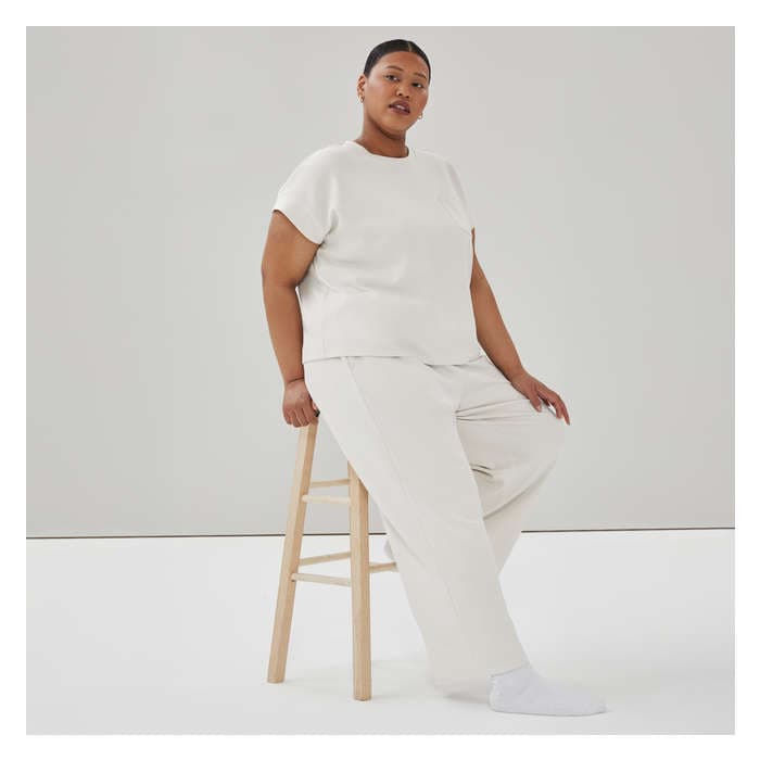 Women+ Rib Wide Leg Pajama Pant - Beige