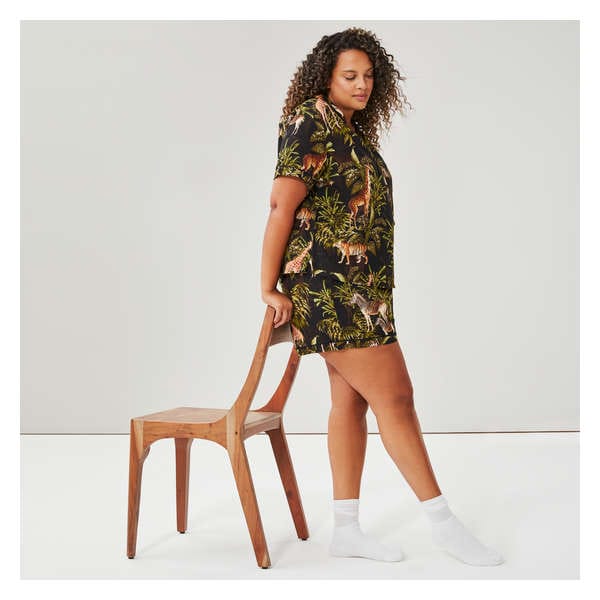 Women+ Printed Pajama Short - Black