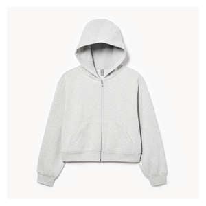 Women+ Active Zip Cropped Fleece Hoodie - Light Grey Mix