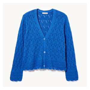 Women+ Crochet Cardigan - Bright Blue