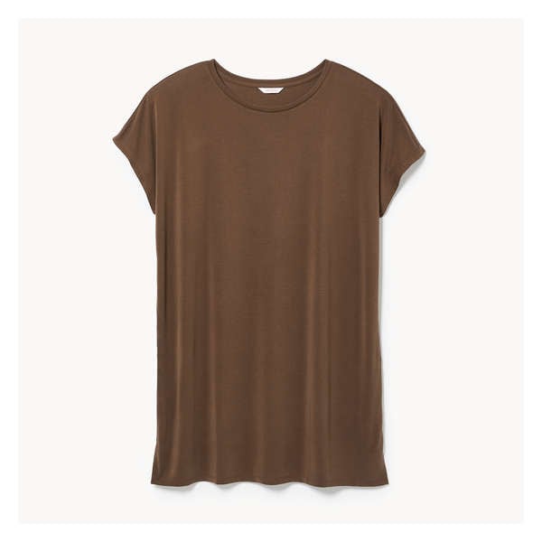 Women+ Sandwash T-Shirt Dress - Dark Brown