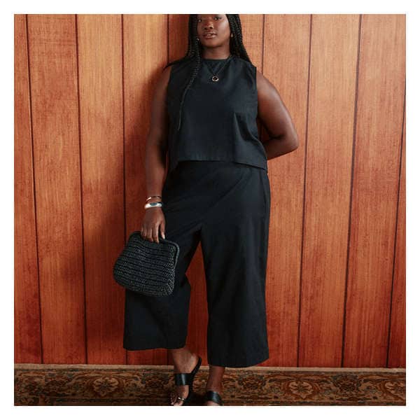 Women+ Linen Blend Tank - JF Black