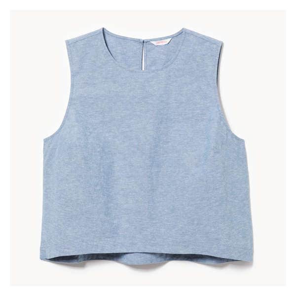 Women+ Linen Blend Sleeveless Top - Blue Mix
