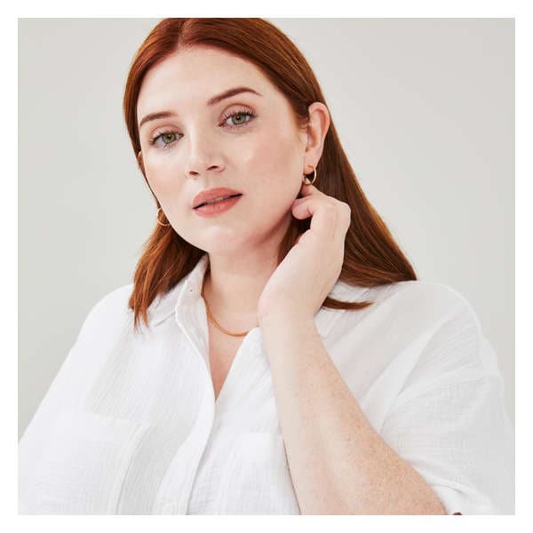 Women+ Gauze Button-Up Shirt - Bright White