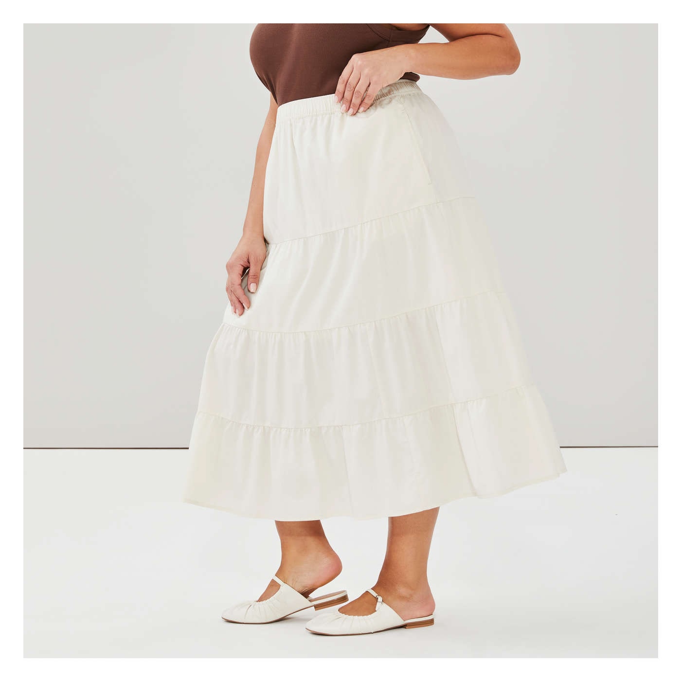 Women+ Tiered Midi Skirt