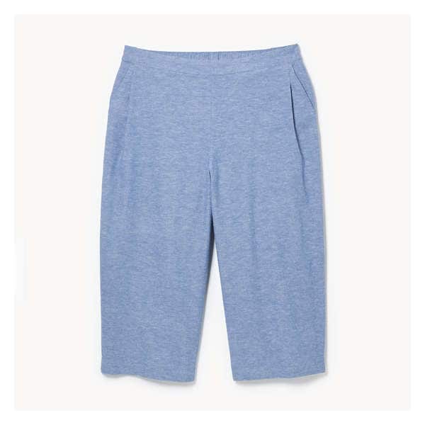 Women+ Linen Blend Crop Trouser - Blue Mix