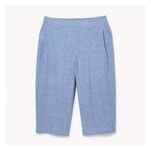 Women+ Linen Blend Crop Trouser - Blue Mix