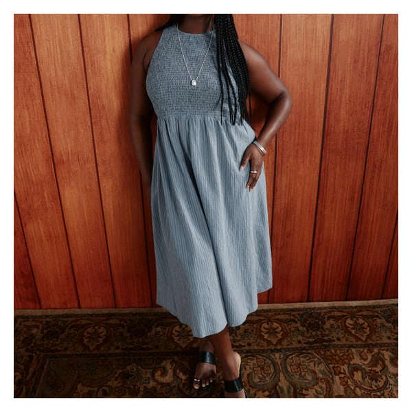 Women+ Smocked Midi Dress - Dusty Blue