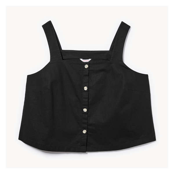 Women+ Linen Blend Button-Up Tank - JF Black