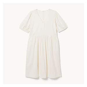 Women+ Cotton V-Neck Midi Dress - Cream