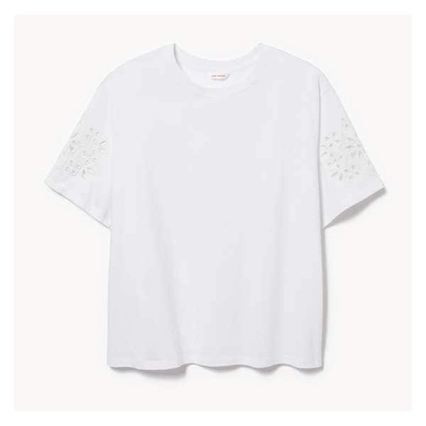 Women+ Embroidered Sleeve Oversized T-Shirt - Bright White