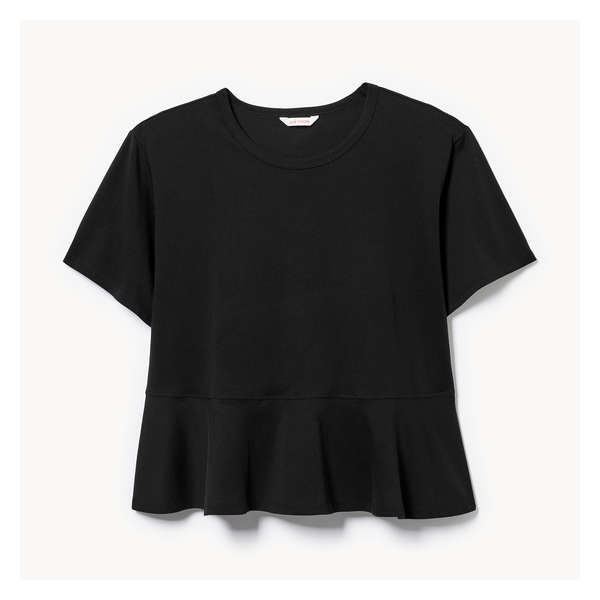 Women+ Short Sleeve Peplum T-Shirt - JF Black