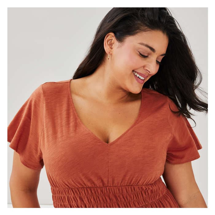 Aux Femmes Robe à volants en coton Femmes+ - Cuivre