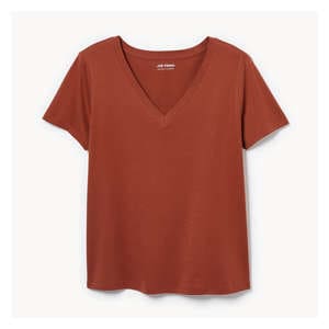 Women+ Essential Organic Cotton V-Neck T-Shirt - Brown