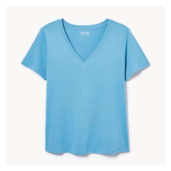 Women+ Essential Organic Cotton V-Neck T-Shirt - Light Blue