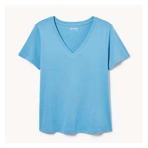 Women+ Essential Organic Cotton V-Neck T-Shirt - Light Blue